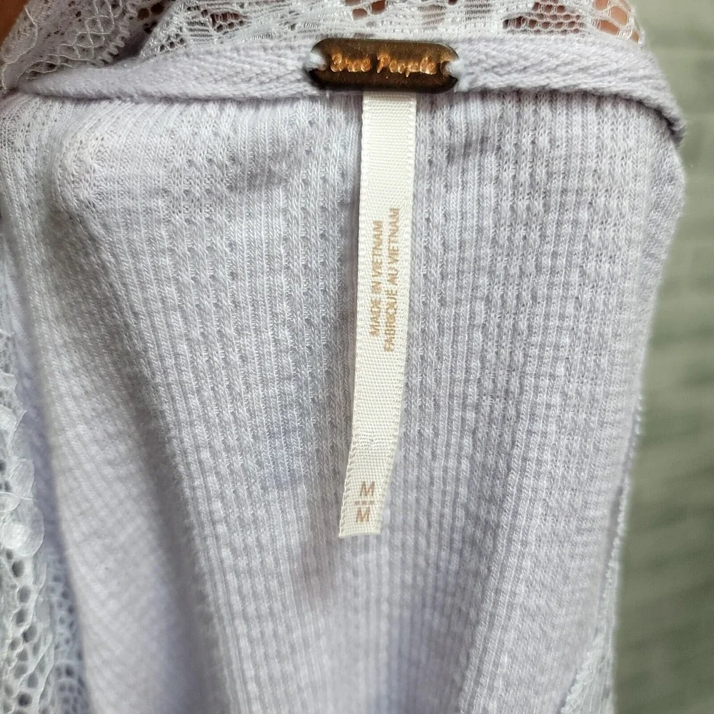 Free People Womens M Run With Me Barely Violet Cropped Cardi Top Waffle Knit